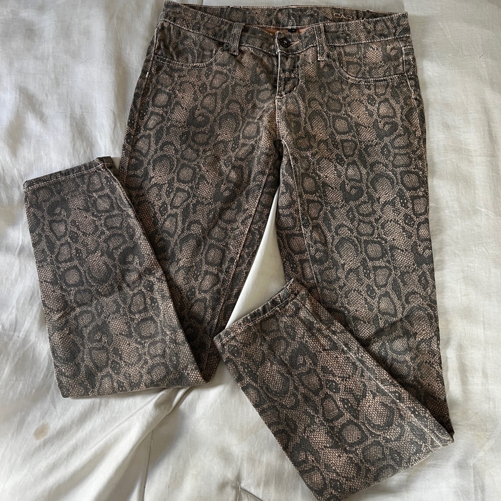 CARMAR Snakeskin Print Low Rise Bootcut Jeans | Size 26